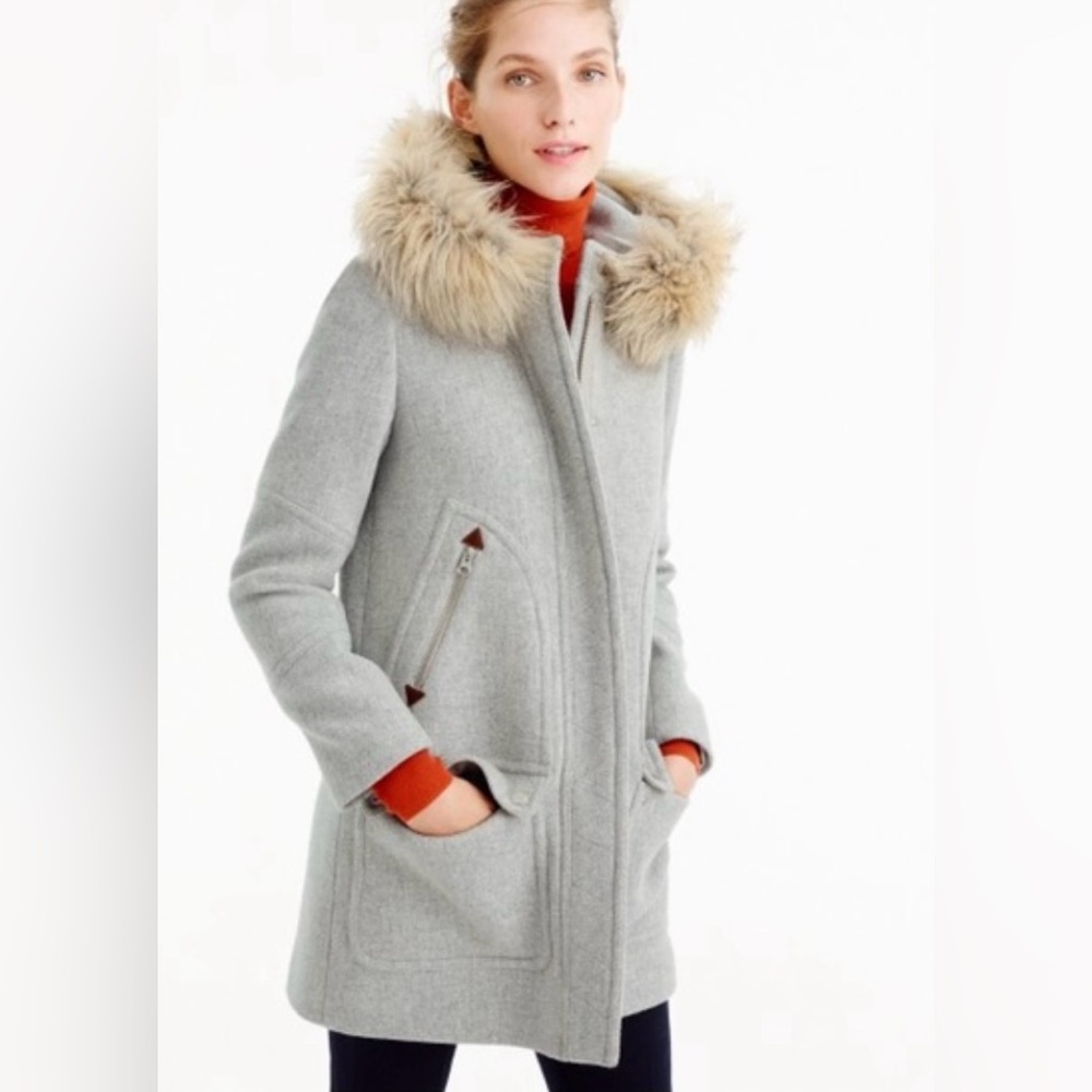 J.CREW CHATEAU PARKA WOOL STADIUM JACKET, SIZE 4